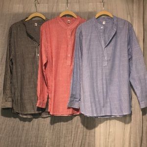 Set of 3 striped linen shirts in 3 colors NWOT M.       So versatile!!